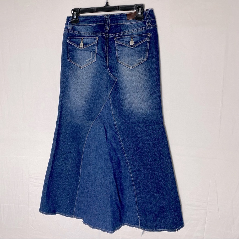 Vintage Y2K Upcycled Bluenotes Jeans Midi Skirt 6 Western Festival Stampede - Picture 2 of 12
